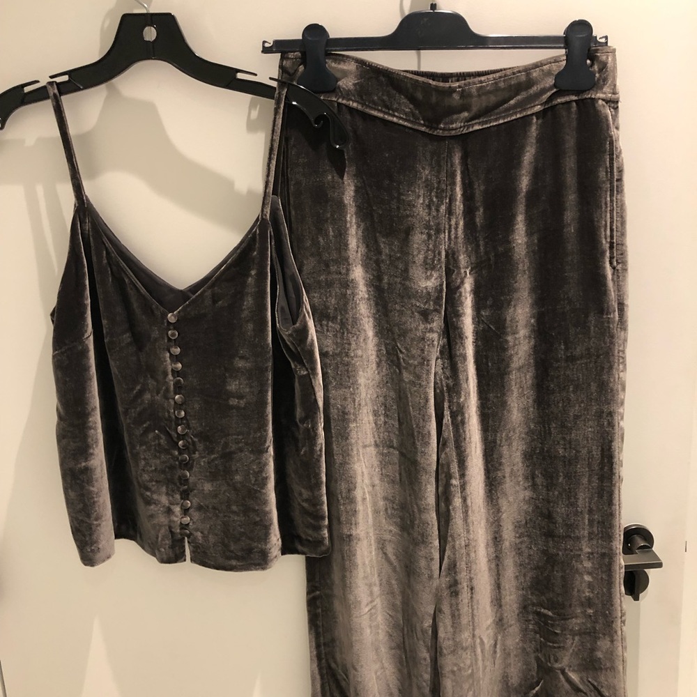 Madewell Velvet Tank Top and Wide Leg Crop Pants